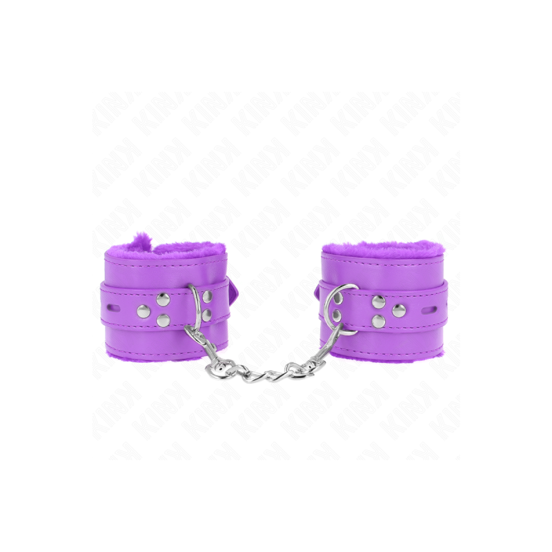 KINK - POLSINI IMBOTTITI IN PELLICCIA CON FORI QUADRI VIOLA E CINTURA…