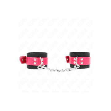 KINK - NYLON WRIST RESTRAINTS BLACK WITH LEATHERETTE BELT RASPBERRY R…