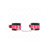 KINK - NYLON WRIST RESTRAINTS BLACK WITH LEATHERETTE BELT RASPBERRY R…