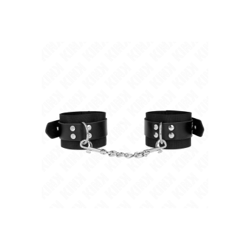 KINK - NYLON WRIST RESTRAINTS BLACK WITH LEATHER BELT BLACK ADJUSTABL…