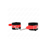 KINK - NYLON WRIST RESTRAINTS BLACK WITH LEATHERETTE RED ADJUSTABLE 1…