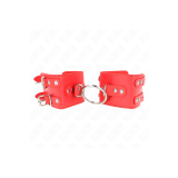 KINK - POLSO FISSO CON ANELLO E BORCHIE REGOLABILE ROSSO 17-22 CM X 6…
