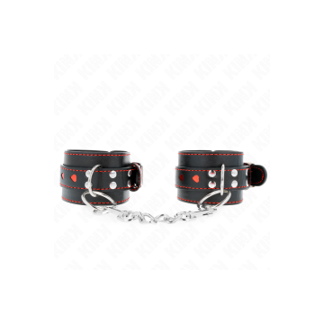 KINK - POLSO NERO CON INTARSIO CUORE ROSSO REGOLABILE 21-28 CM X 5,5…