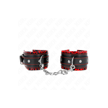 KINK - POGGIPOLSI IMBOTTITI IN PELLICCIA ROSSO/NERO REGOLABILE 17-29…