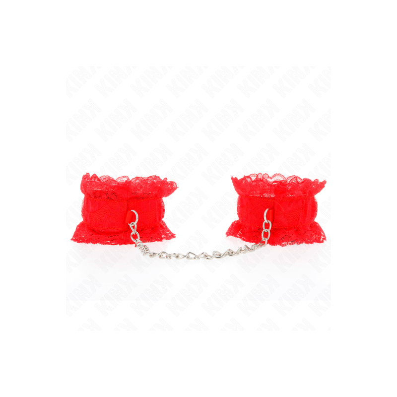 KINK - ATTENTES-POIGNETS ÉLASTIQUES EN DENTELLE ROUGE - KINK WRIST RE…