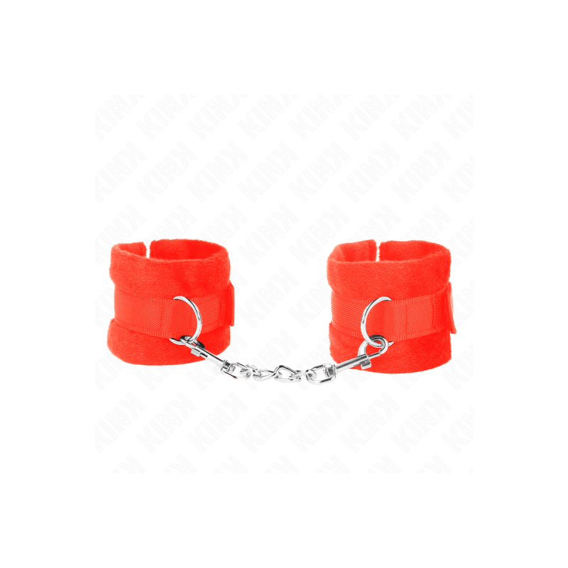 KINK - BEGINNER FUR HAND CUFFS RED 30 X 7 CM - KINK WRIST RESTRAINT -…