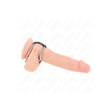 KINK - DOUBLE ANNEAU PÉNIS EN MÉTAL DE 3,8 CM À 5 CM CONNECTÉ AU CUIR…