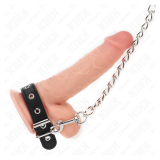 KINK - ANILLO PENE CUERO CON CORREA 21.5 X 2 CM Y CADENA METAL 60 CM