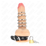 KINK - ANILLO PENE CUERO CORREA CON CERRADURA 21 X 2 CM Y 5 ANILLOS METAL DE 3 CM A 4 CM