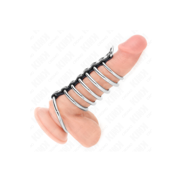 KINK - 7 ANELLI PER PENE IN METALLO DA 3,2 CM A 5 CM COLLEGATI DA PEL…