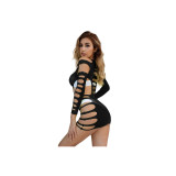SUBBLIME - 952266 VESTITO ELASTICO A RETE MANICA LUNGA NERO TAGLIA UN…