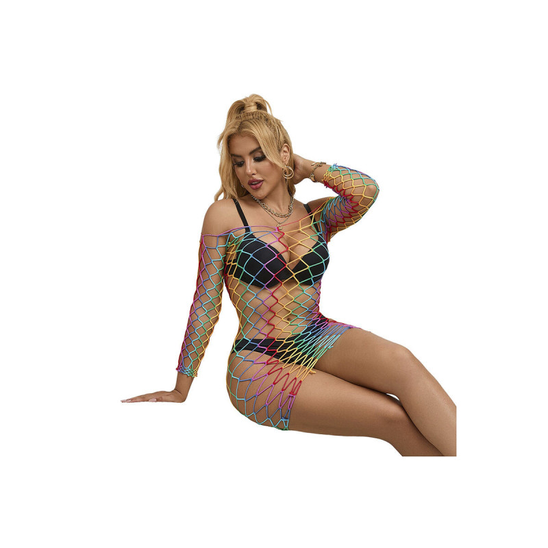 SUBBLIME - 952426 VESTITO A RETE MANICA LUNGA ARCOBALENO TAGLIA UNICA…