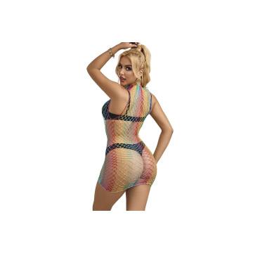 SUBBLIME - 952433 RAINBOW HOHER KRAGEN RMELLOSER NETZ KLEID EINE GRÖS…