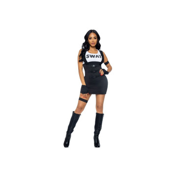 Leg Avenue - Kostüm Sexy Swat Offiziell Schwarz M/L | Vybes.it