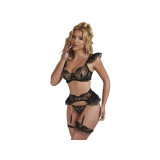 Subblime - 957490 Conjunto Sujetador Y Liga De Encaje Negro L/Xl |