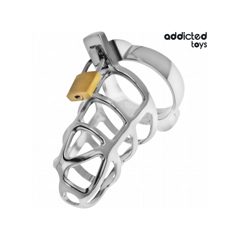 Addicted Toys Locked - Silver Lock Jaula Para Pene De Metal Talla M
