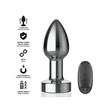 Intense - Plug Anal 10 Vibrations Métal Avec Télécommande S |