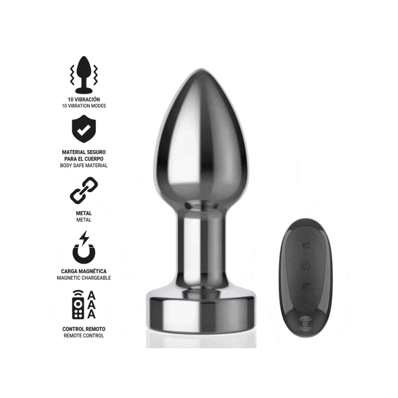Intense - Plug Anal 10 Vibrations Métal Avec Télécommande S |