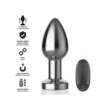 Intense - Plug Anal 10 Vibrations Métal Avec Télécommande M |