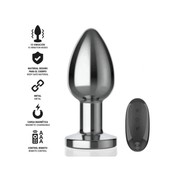 Intense - Plug Anal 10 Vibrations Métal Avec Télécommande L |