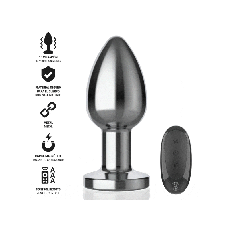 Intense - Plug Anal 10 Vibrations Métal Avec Télécommande L |