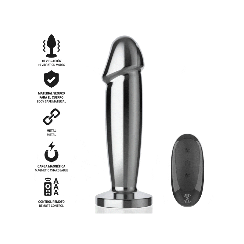 Intense - Plug Anal 10 Vibrations Gode Métallique Avec Télécommande