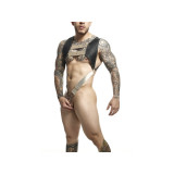 MOB - DNGEON HARNESS WITH GOLDEN PENIS RING ONE SIZE - Men's Harnesses