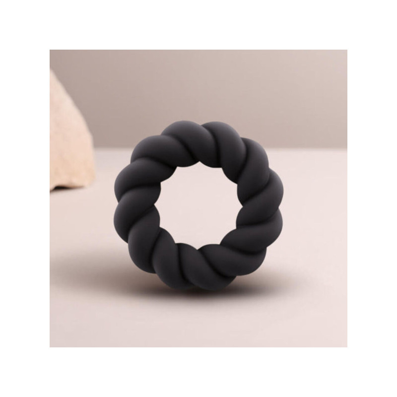ROCKS-OFF - ANNEAU DE MASTURBATION EN SILICONE NOIR TWIST - Cockrings…