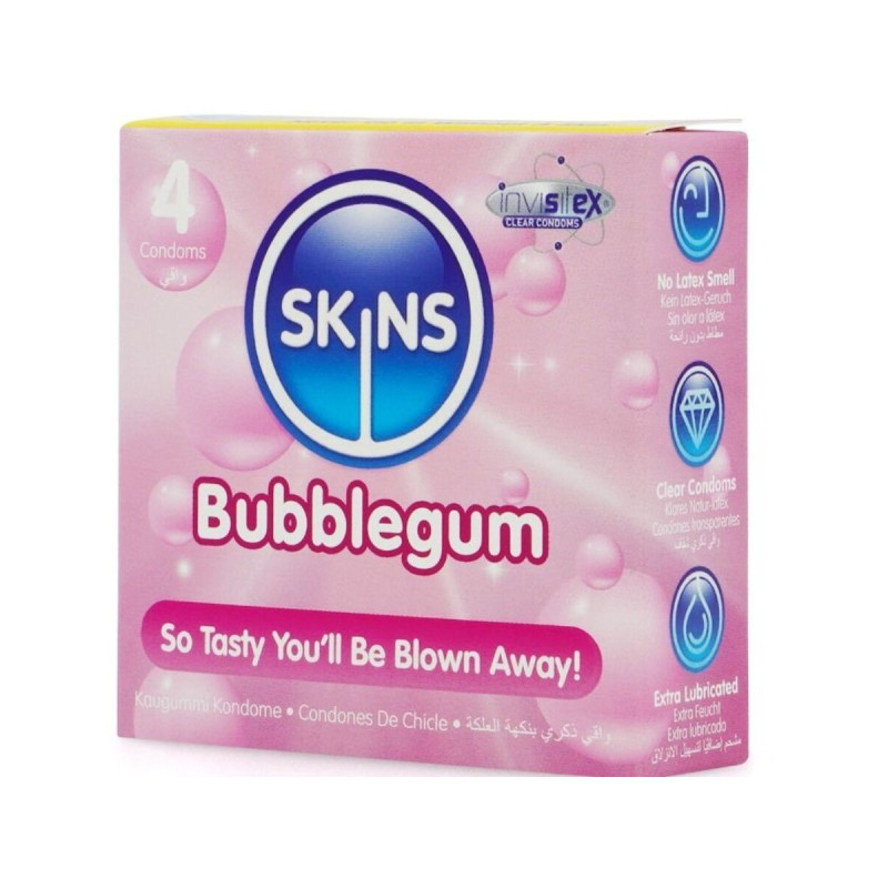 SKINS - PACK DE 4 PRÉSERVATIFS BUBBLEGUM PREMIUM - Saveurs