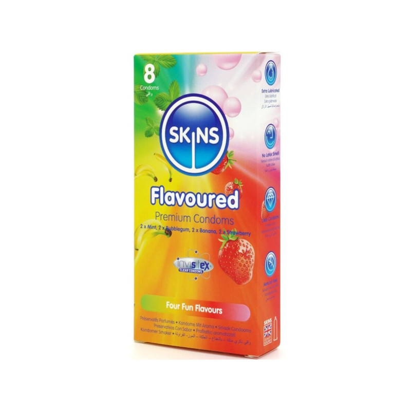 SKINS - MULTI FLAVORS PREMIUM CONDOMS PACK 8 | Vybes.it