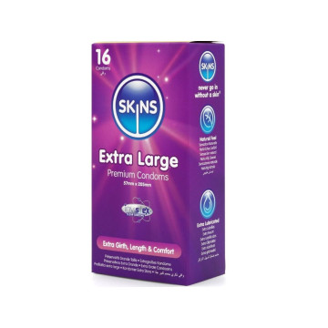 SKINS - PRESERVATIVI EXTRA LARGE PREMIUM CONFEZIONE DA 16 - Taglia XL…