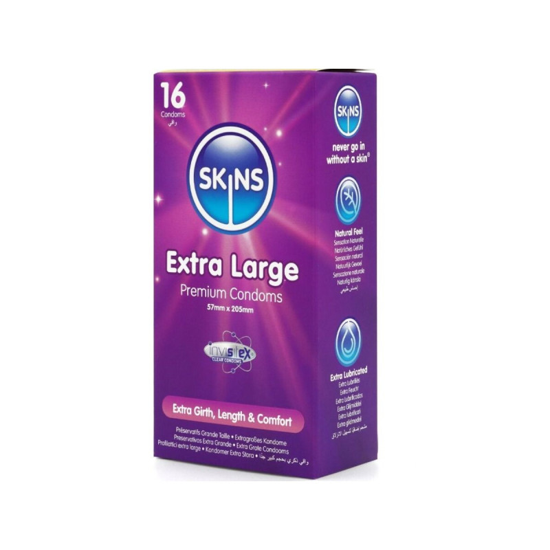 SKINS - PRESERVATIVI EXTRA LARGE PREMIUM CONFEZIONE DA 16 - Taglia XL…
