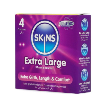 SKINS - EXTRA LARGE PREMIUM CONDOMS PACK 4 - Size XL (Large)
