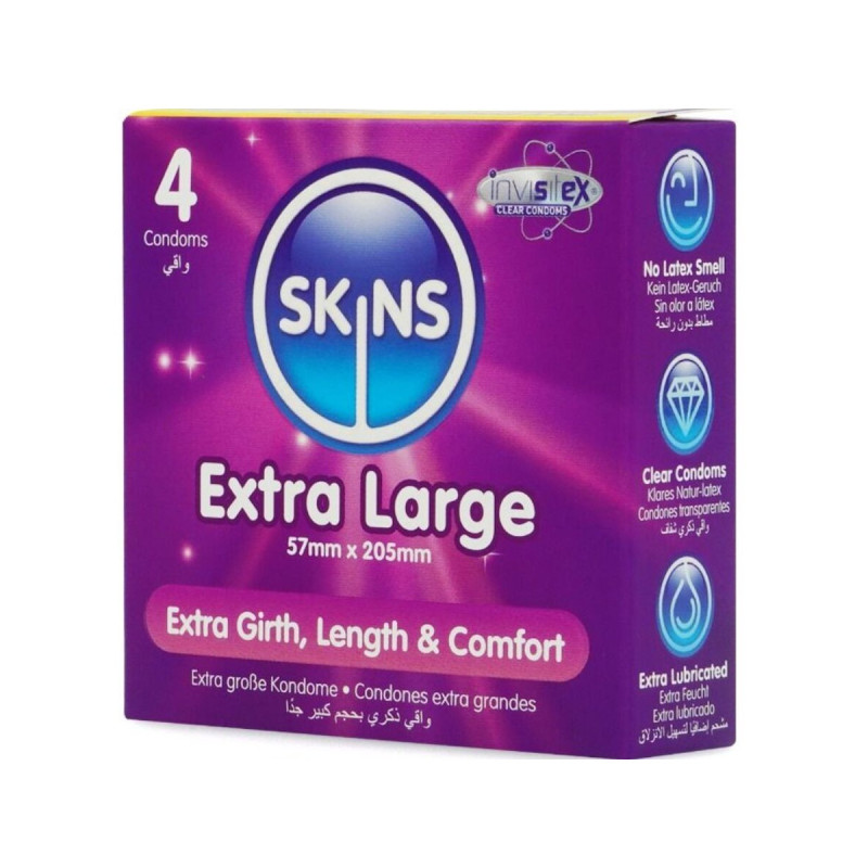SKINS - EXTRA GROSSE PREMIUM-KONDOME PACKUNG 4 - Größe XL (Groß)