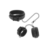 Fetish Submissive - Collier Et Menottes En Cuir Végan Avec Doublure