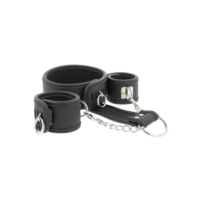 Fetish Submissive - Collar Y Esposas Cuero Vegano Con Forro De
