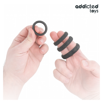 ADDICTED TOYS - SET ANILLOS PENE TEXTURIZADOS 4 TAMAÑOS