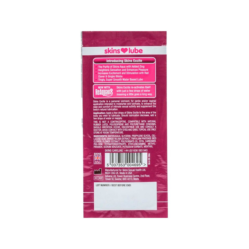SKINS - EXCITE LUBRIFICANTE A BASE D'ACQUA MONODOSE 5 ML