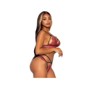 Leg Avenue - 81623 Set Sujetador + Tanga Burdeos Talla M | Vybes.it