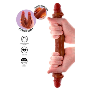 GET REAL - DILDO IN SILICONE A DOPPIA ESTREMITÀ CARAMELLO 35 CM