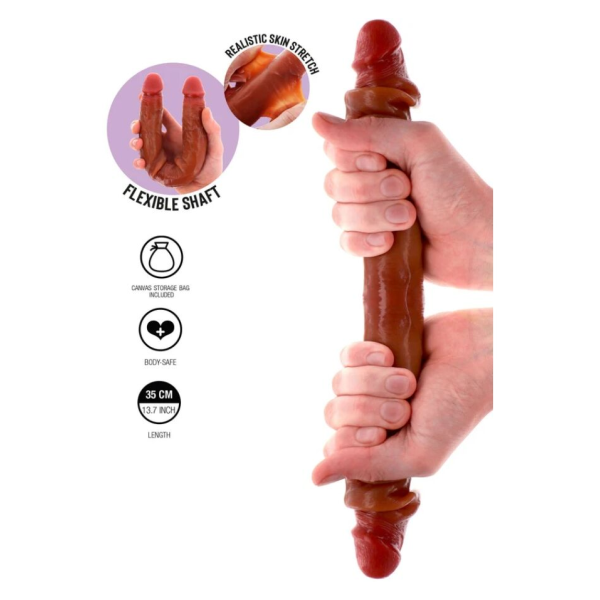 GET REAL - GODEMICHET EN SILICONE À DOUBLE EXTRÉMITÉ CARAMEL 35 CM