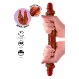 GET REAL - GODEMICHET EN SILICONE À DOUBLE EXTRÉMITÉ CARAMEL 35 CM