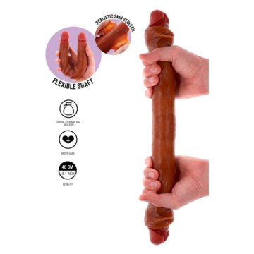 GET REAL - GODEMICHET EN SILICONE À DOUBLE EXTRÉMITÉ CARAMEL 46 CM