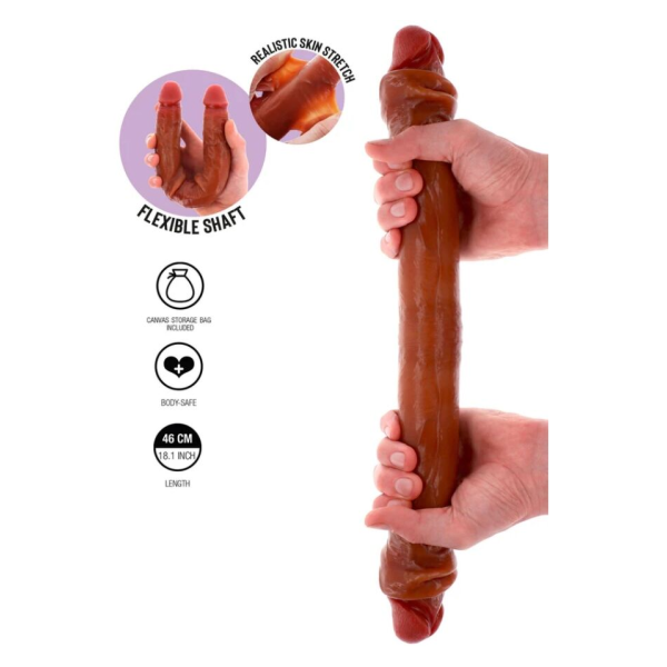 GET REAL - GODEMICHET EN SILICONE À DOUBLE EXTRÉMITÉ CARAMEL 46 CM
