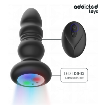 ADDICTED TOYS - PLUG ANAL ROTATIF ET VIBRANT, TÉLÉCOMMANDE AVEC LUMIÈRE LED