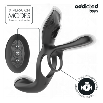 ADDICTED TOYS - ANNEAU DOUBLE PÉNIS AVEC STIMULATEUR CLITORIAL