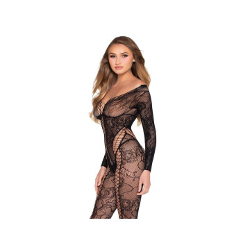 Leg Avenue - 89369 Combinaison En Résille Et Dentelle Noire