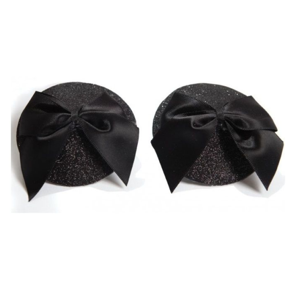 BIJOUX INDISCRETS - BURLESQUE SHINY NIPPLE COVERS WITH BOW