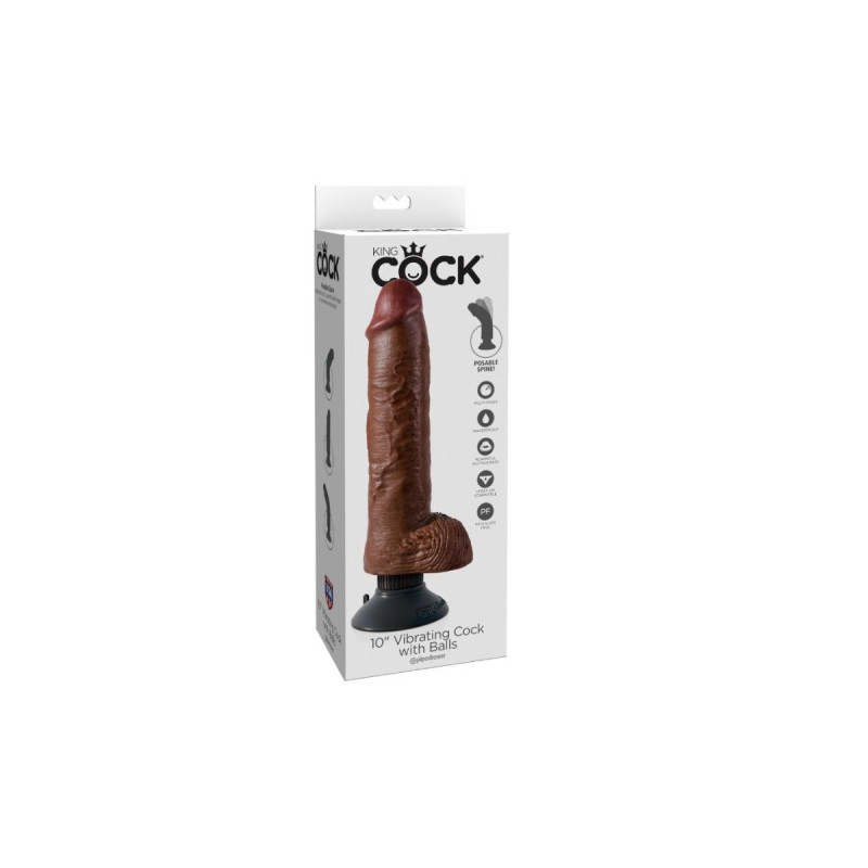 King Cock - Dildo Vibratore Con Testicoli 25.5 Cm Colore Marrone |