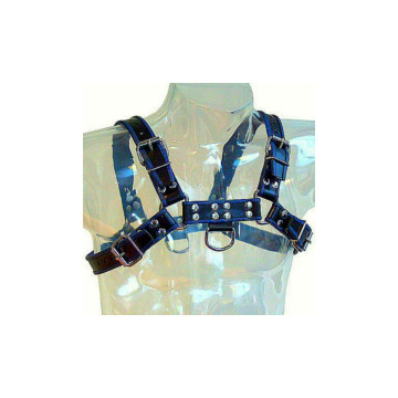 Leather Body - Arnés Cuero Azul Y Negro Chest Bulldog | Vybes.it